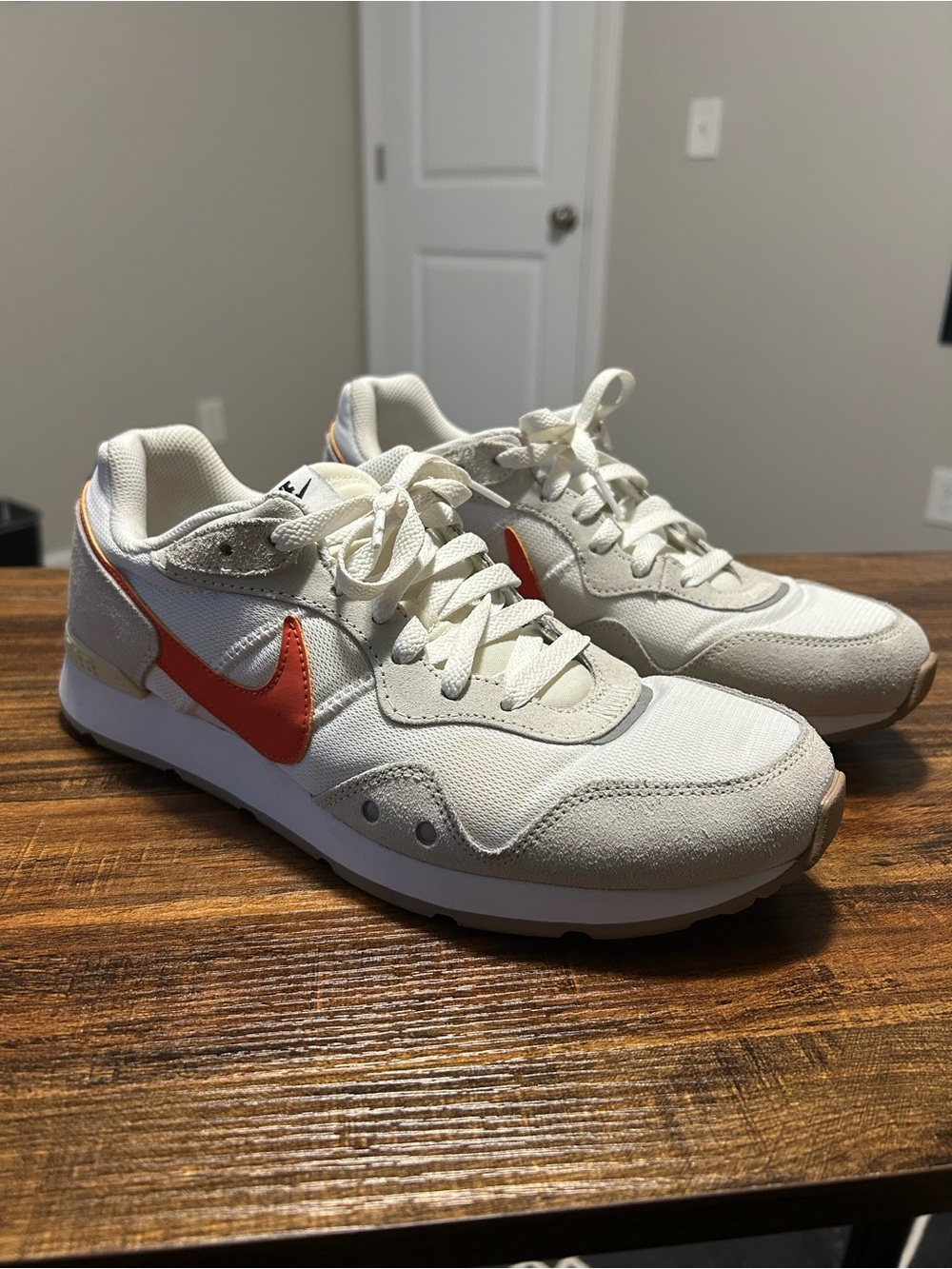 Nike Cream and Orange Retro Runner Sneakers